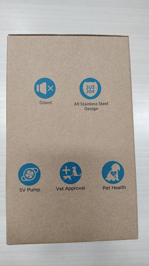 Stainless Steel Cat Water Fountain: Pet Fountains Indoor Metal Automatic Dispenser Cat Waterer Bowls Dog Faucet Bottle Pets 24/7 Running Watering for Drinking Quiet Pump with 1 Filter