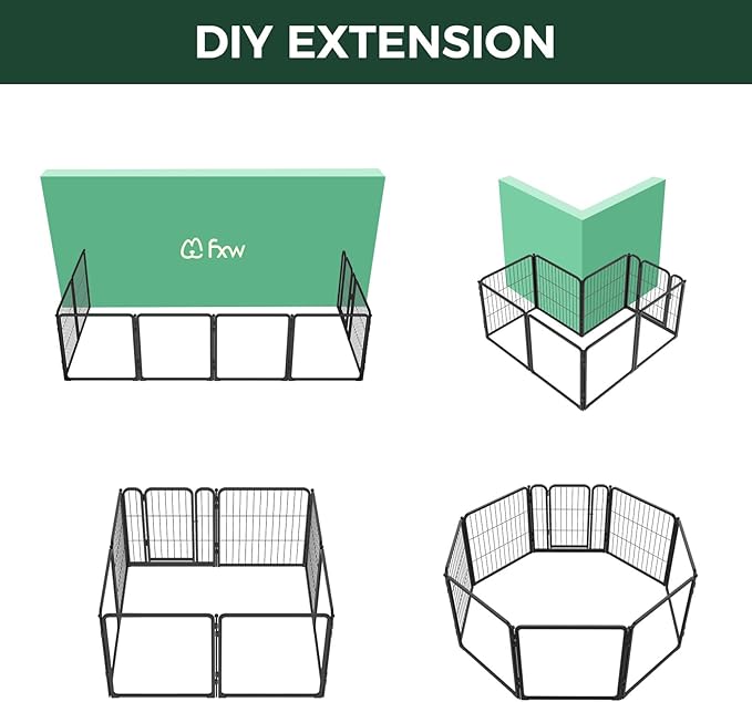 FXW Pawadise Acrylic & Wire Mesh Indoor Dog Playpen, Heavy Duty 24 Inch 8 Panels Metal Dog Pen for Puppy and Small Dogs, Black│Patented