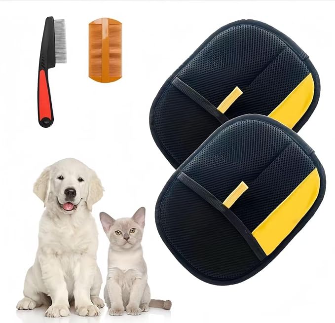 Pet Hair Removal Gloves, efficient pet Hair Beauty Gloves, cat Beauty Hair Removal Gloves, Suitable for Cats and Dogs, Reusable pet Hair Removal Gloves（2pcs）