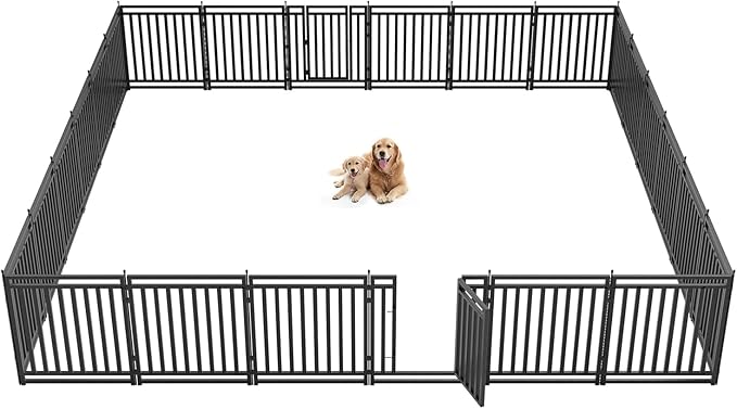 Dog Playpen Metal Dog Fence Outdoor for Yard 32" Height 24 Panels Portable Dog Pen Pet Kennel for RV Camping(Black-Silver)