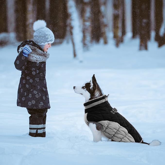 Lelepet Dog Coat Warm Dog Winter Coat Waterproof Dogs Jacket with Harness Built in Reflective Pet Fleece Vest Zip-Up Cold Weather Coats for Extra Large Dogs Turtleneck & Windproof Coats Great Dane 3XL