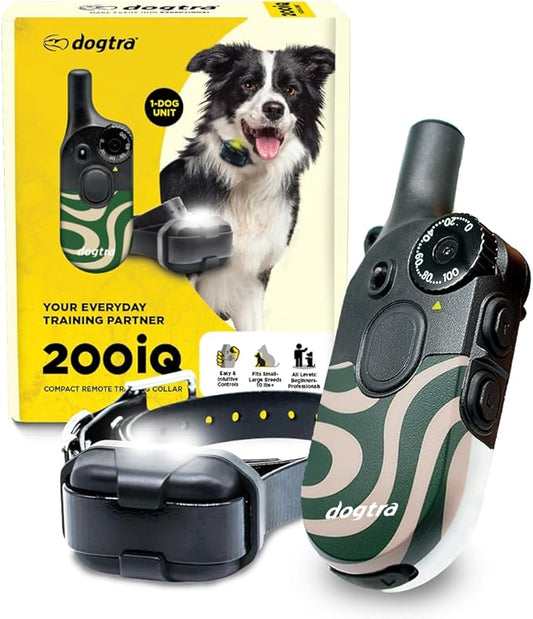 Dogtra 200iQ Remote Training E Collar – 100 Levels, Tone, Vibration, 1/2 Mile Range – Compact, Waterproof, One-Handed Control for Dogs 10 lbs+ – Lightweight Design for Daily Training – Cafe Swirl