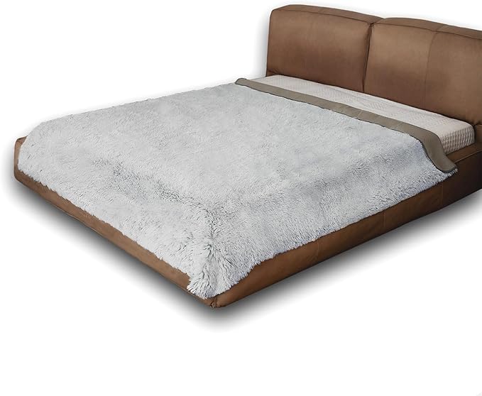 Dogs/Cats Bed Mats, Dog Pad Washable Removable Couch Cover with Anti-Slip Back, Plush Long Fur Mat, Perfect for Small, Medium and Large Dogs.(Magic Gray, 68"x82")