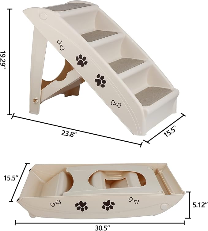ZENY Folding Dog Stairs, Portable Indoor/Outdoor Pet Steps for Bed, Couch, Car, Pet Stairs for Small Pet Dog/Cat