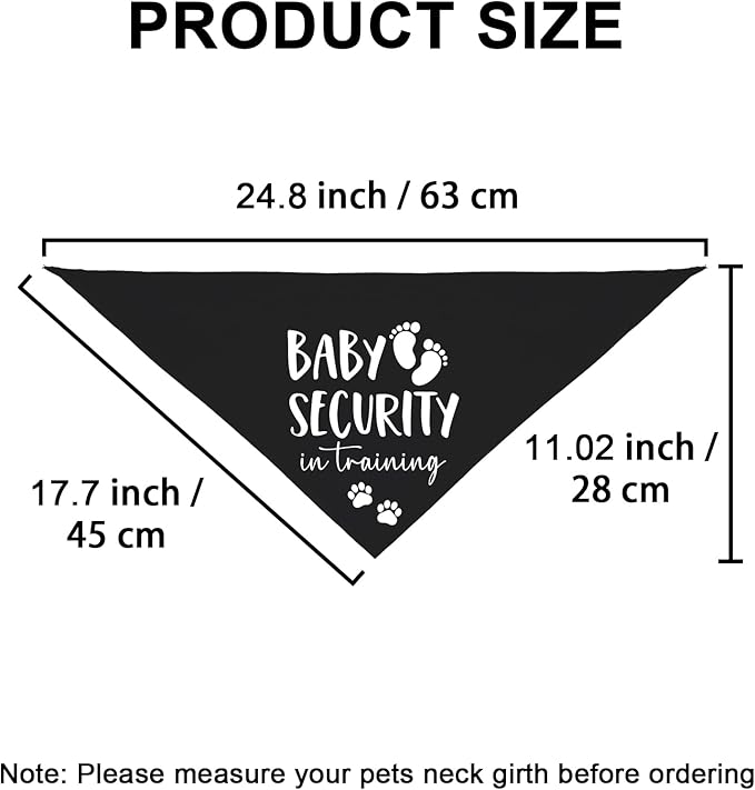 Baby Security in Training Dog Bandana Pet Scarf Pregnancy Announcement Dog Bandanas for Dogs Pet Accessories for Dogs Lovers Pregnancy Reveal Ideas (Black)