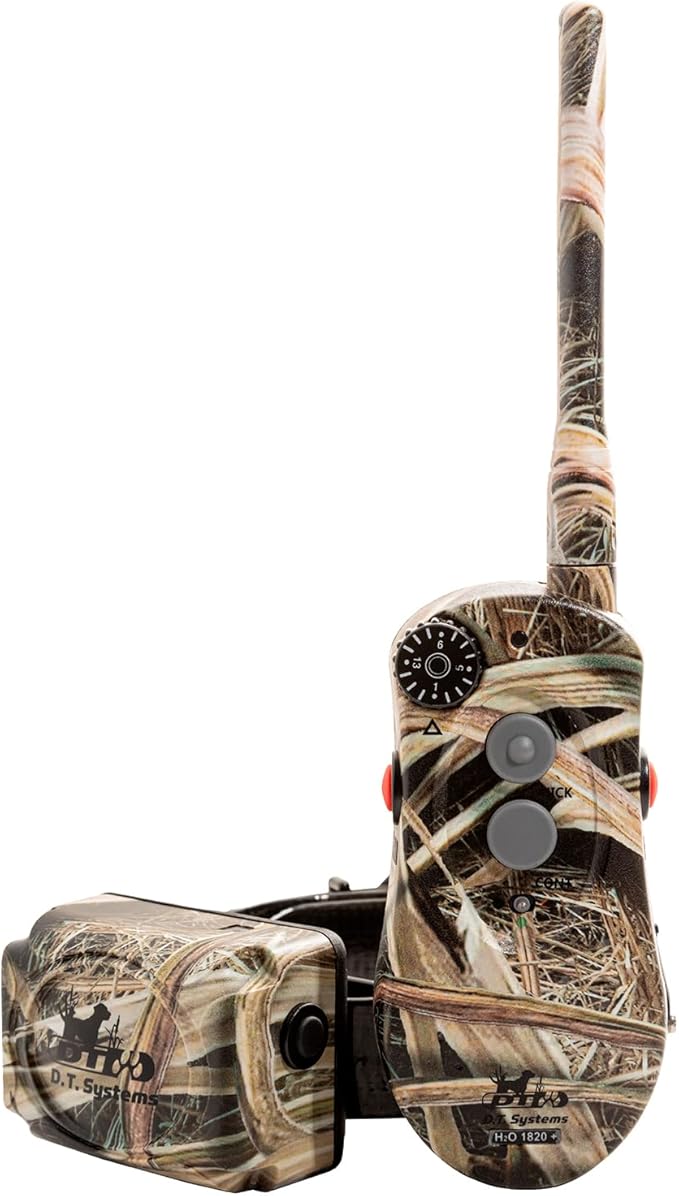 DT SYSTEMS H2O1820 Plus E-Collar, Waterproof Rechargeable Expandable Remote Dog Trainer, 16 Stimulation Levels, Vibration Assist, Mossy Oak Blades
