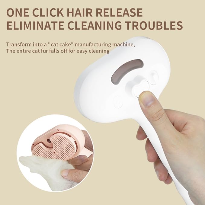 3-in-1 Steam Brush for Cats - Self Cleaning Cat Brush with Anti-Static & Shedding Control, Rechargeable Pet Grooming Tool for Long/Short Hair Cats & Dogs(White)