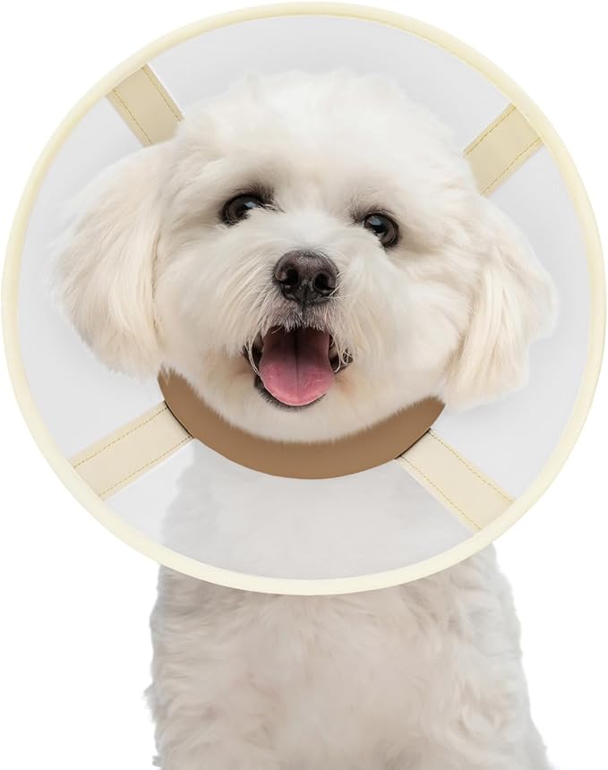 Soft Dog Cone Collar to Stop Licking-Adjustable Comfortable Mesh Recovery Collar After Surgery for Small or Miniature Dogs, Alternative to Plastic Elizabethan Collar for Neuter Incision Care (Brown,L)