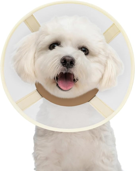 Soft Dog Cone Collar to Stop Licking-Adjustable Comfortable Mesh Recovery Collar After Surgery for Small or Miniature Dogs, Alternative to Plastic Elizabethan Collar for Neuter Incision Care (Brown,L)
