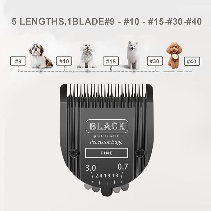 Adjustable Dog Grooming Clipper 5-in-1 Blade Compatible with WAHL Professional Animal Clipper Arco, Bravura, Chromado, Creativa, Figura, and Motion Pet, Dog, and Horse(Black)