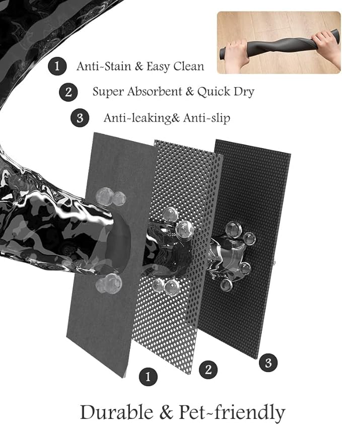 Pet Feeding Mat-Absorbent Dog Mat for Food and Water Bowl-No Stains Quick Dry Dispenser Mat-Dog Accessories Pet Supplies-Water Bowl for Messy Drinkers（Darkgrey,12"x19"