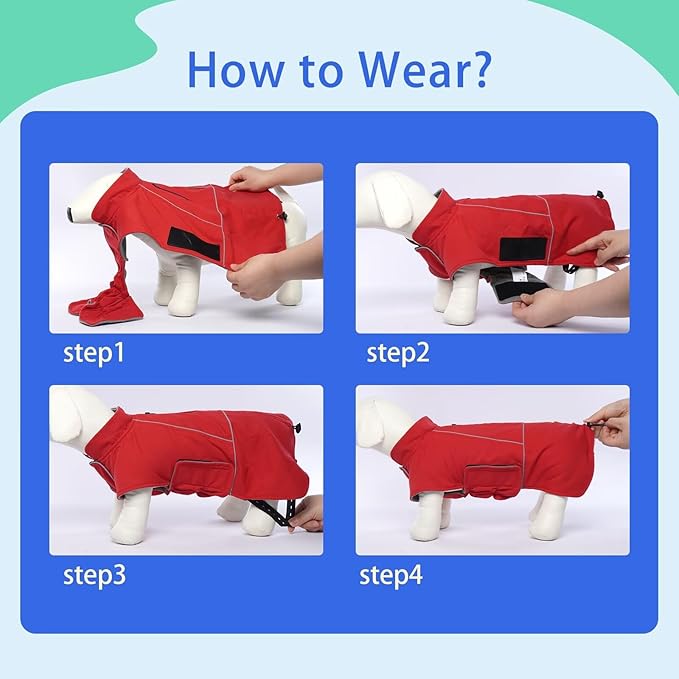 MIGOHI Dog Waterproof Jacket,Medium Dog Coat,Warm Dog Fleece Jacket for Hiking Camping,Fleece Vest for Dogs,Schnauzer,Jack Russell Terrier,French Bulldog,Winter Jackets for Medium Boys Girls,M,Red