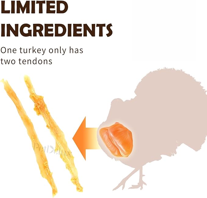 iPaw Turkey Tendons for Dogs, 100% Turkey and US Sourced Raw Material, Hypoallergenic, All Natural Human Grade Puppy Chew, Rawhide Alternative Dog Treats, 4 Units/Pack Ring (Small)