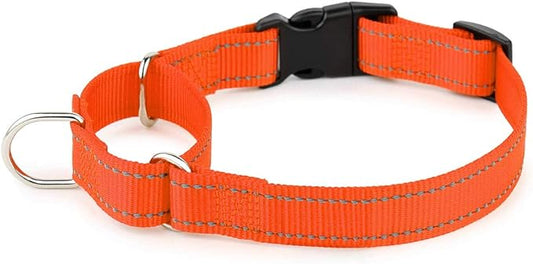 PLUTUS PET Reflective Martingale Collar with Quick Snap Buckle,No Pull Dog Choker Collar for Small Medium Large Dogs,M,Orange