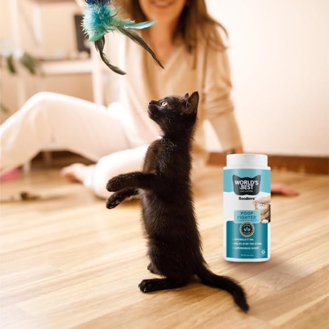 WORLD'S BEST CAT LITTER® Boosters™ Poop Fighter® | Natural and Sustainable Cat Litter Additive | Eliminates Poop, Urine, and Ammonia Odors | Botanical Blocker™ Technology | 18 oz Canister