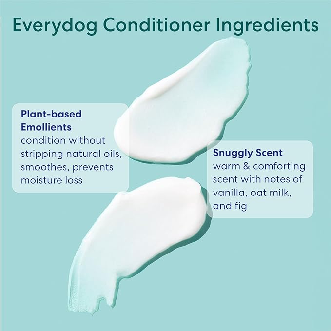 Everydog Nourishing Dog and Cat Conditioner for All Coat Types, Moisturizing and Detangling with Aloe, Oat Milk, Plant Based Emolients for Shiny Soft Smooth Coat (16 oz)