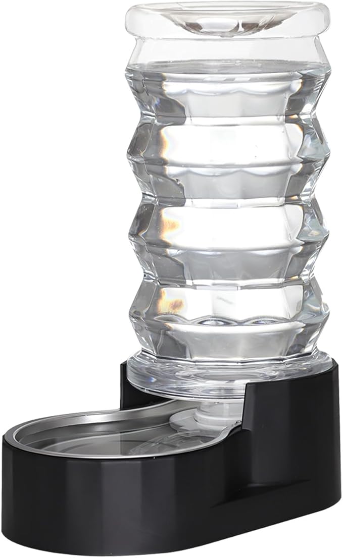 RIZZARI Dog Water Dispenser Bowl: 8L Large Black Stainless Steel Automatic Pet Dispenser with Replaceable Filter - Anti-Splash Design for Busy Owners