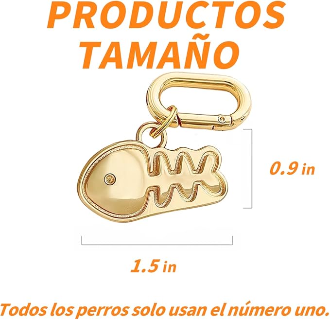 Dogs ID Tags Personalized Double Sided Deep Engraved Cat & Dog Collar Charm Fishbone Balloon Shape Brass