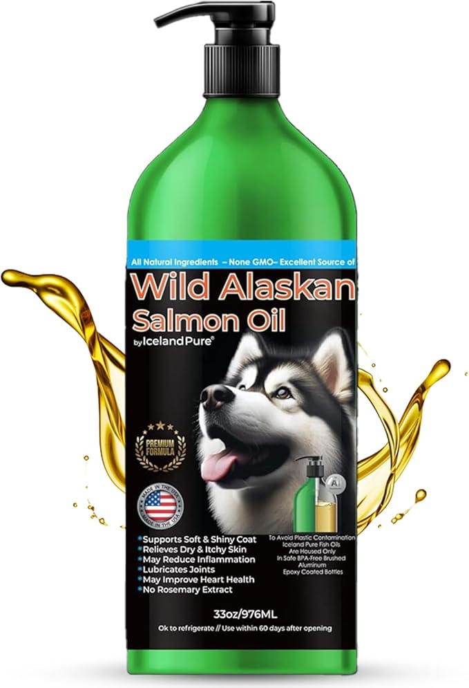 Wild Alaskan Salmon Oil for Dogs & Cats, Omega-3 Fish Oil, Liquid Supplement for Pets, Supports Immune System & Heart Health, 33oz