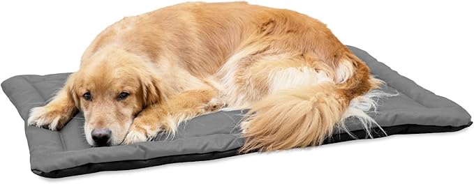 K9 Ballistics Tough Ripstop Dog Crate Pad - Durable, Machine Washable Kennel & Travel Mat for Large Dogs, 41 x 27 Fits 42" Wire Crates, Light Gray Velvet