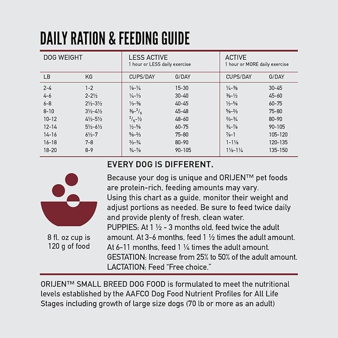 ORIJEN Grain Free High Protein Dry Dog Food Small Breed Recipe 10lb Bag