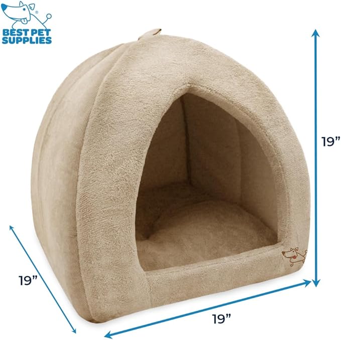 Pet Tent-Soft Bed for Dog and Cat by Best Pet Supplies - Tan, 19" x 19" x H:19"