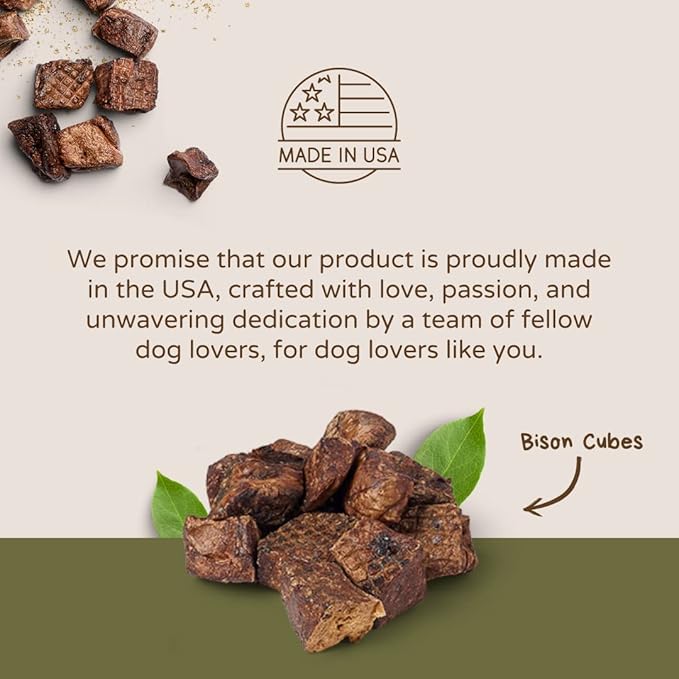 Bison Cubes: Pure Bison Dog Treats - All Natural, Vet Approved, Single Ingredient, Grain Free, Healthy & Nutritious Treats for Dogs (Bison Lung, 16oz)