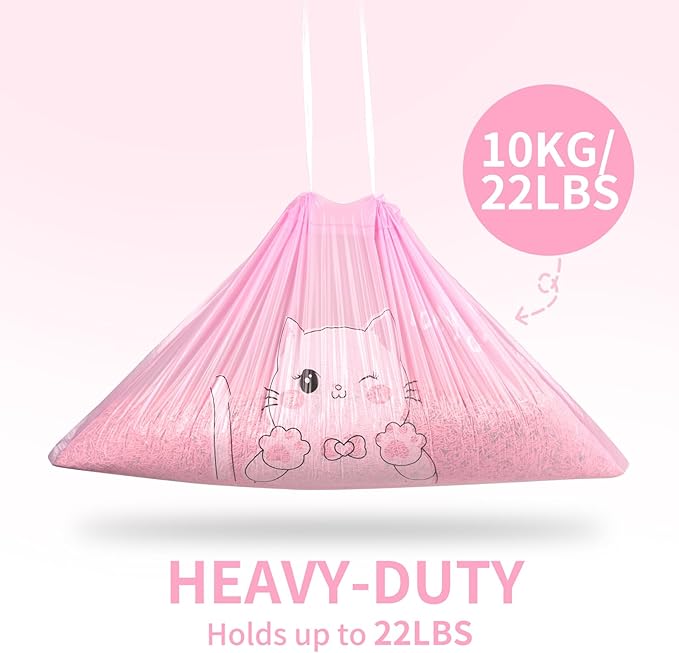 ANWA 40 Count Cat Litter Box Liners for Automatic Cat Litter Box and Litter Box Robot 4/3, Heavy-Duty, Extra Thick, Pink