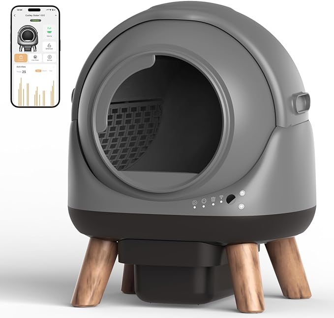 Self Cleaning Litter Box for Multiple Cats, G1 Automatic Cat Litter Box, Self-Cleaning Robot with Smart APP Control and Health Monitoring, Includes 2 Roll Trash Bag and Litter Mat, Grey