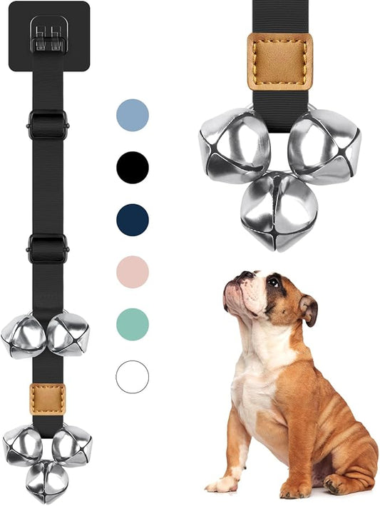 Dog Bells to Go Outside Dog Door Bell Premium Quality Buckle Adjustable Dog Bell Dog Attached to doorknob or Anywhere Near The Door, Length and Height Adjustable