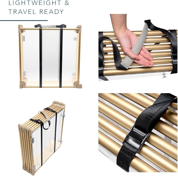 Front Row Foldable Dog Playpen – Durable and Portable Puppy Playpen for Exercise, Rest & Play – Clear Fence Panels with Aluminum Rods and Crate for Dogs and Other Small Pets (Gold, 8-Panel)