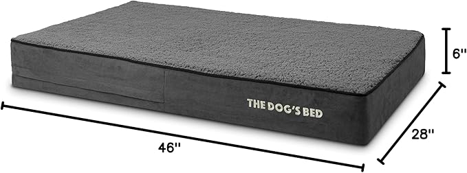 The Dog’s Bed Orthopedic Memory Foam Dog Bed, XL Grey Plush, Pain Relief for Arthritis, Hip & Elbow Dysplasia, Post Surgery, Lameness, Supportive, Calming, Waterproof Washable Cover