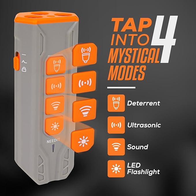 Dog Bark Deterrent Device to Stop Own or Neighbor’s Dog Barking, Biting & Fighting with Long Range – Rechargeable Ultrasonic Portable Anti Barking Device with 3X Sonic Emitters & Light (Gray)