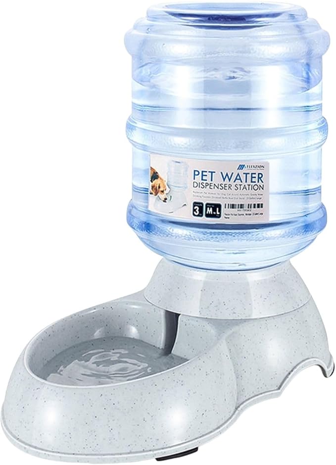 Flexzion Gravity Pet Water Dispenser Drinking Station for Dogs Cats (3 Gallon) Automatic Replenish Waterer for Small Large Breed Dog Cat,Feeding Watering Fountain Supplies Bottle Dish Bowl