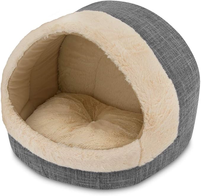 Best Pet Supplies Dog House Bed Crate Mat Tent Indoor Round Soft Plush for Small, Medium, and Large Breeds - Gray, 17 x 15 x 14"