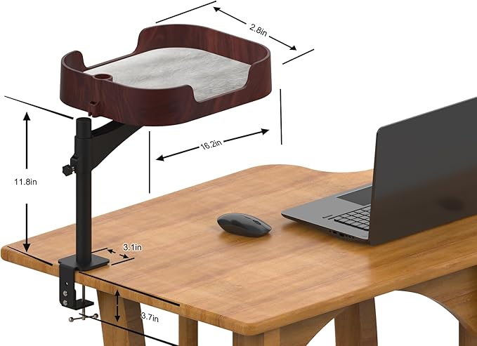 Cat Desk Bed, Adjustable Up and Down and 360° Rotatable for Elevated Pet Habitat in The Home&Office - Space-Saving, Comfortable Litter, Pet Mat and Removable Indoor Cat Mat