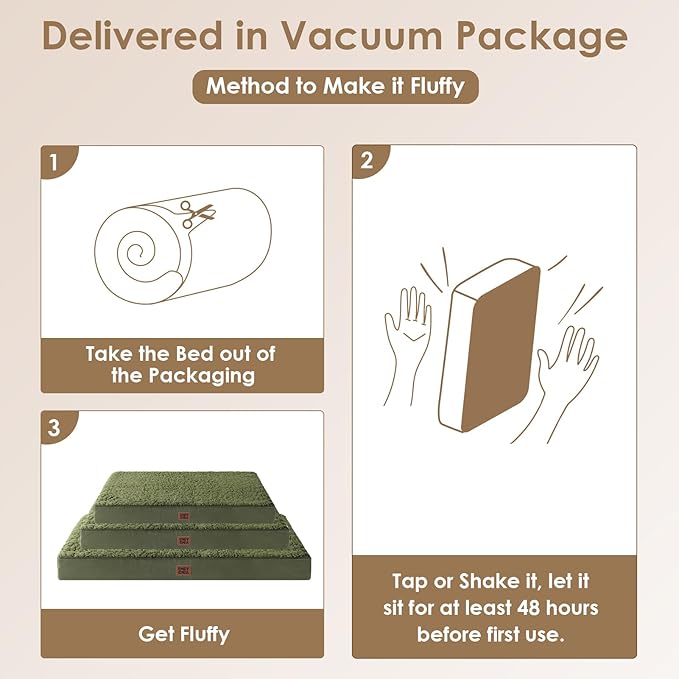 EHEYCIGA Orthopedic Foam Dog Bed for Large Dogs, 35"L x 23"W x 3.5"Th, Dark Green