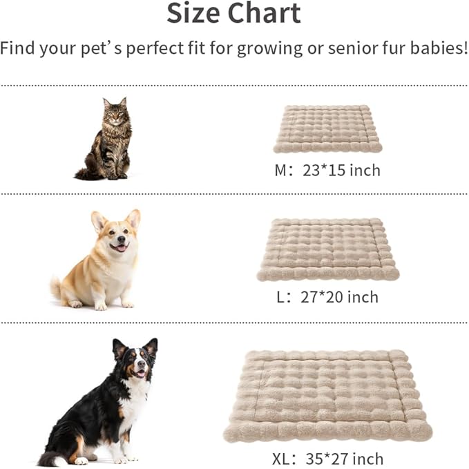 Dog Beds Mats Cat Bed Mat Plush Faux Fur Puppy Pad with Anti-Skid Bottom Cozy Kitten Bed for Carriers/Floor Dog Friendly 27 x 20 Inch Large Coffee