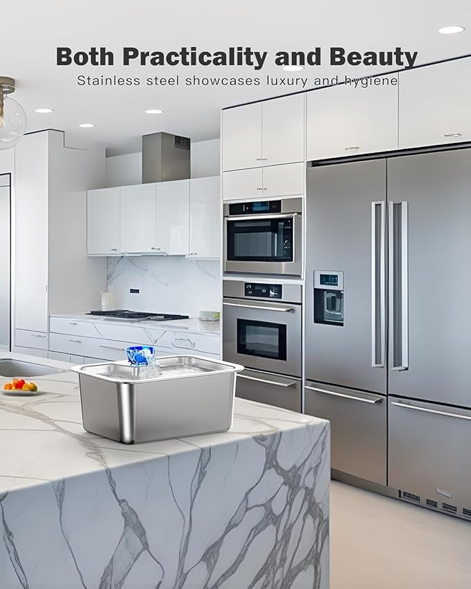 Dog Water Fountain for Large Dogs, tainless Steel 3Gallon Extra Big Pet Fountains, Dog Water Bowl Filter Automatic Dog Bowl Dispenser,Drinking Bowls for Multi Pets, Easy to Clean, Quiet Pump