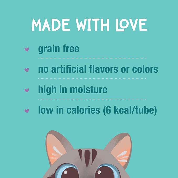 LOVE, NALA - Natural Lickable Cat Squeeze Up Treat,Topper - Variety Pack Mousse - Wet Food Cat Puree - Grain Free, Non-GMO, Minerals, Vitamins - 24 Pack 12 oz.