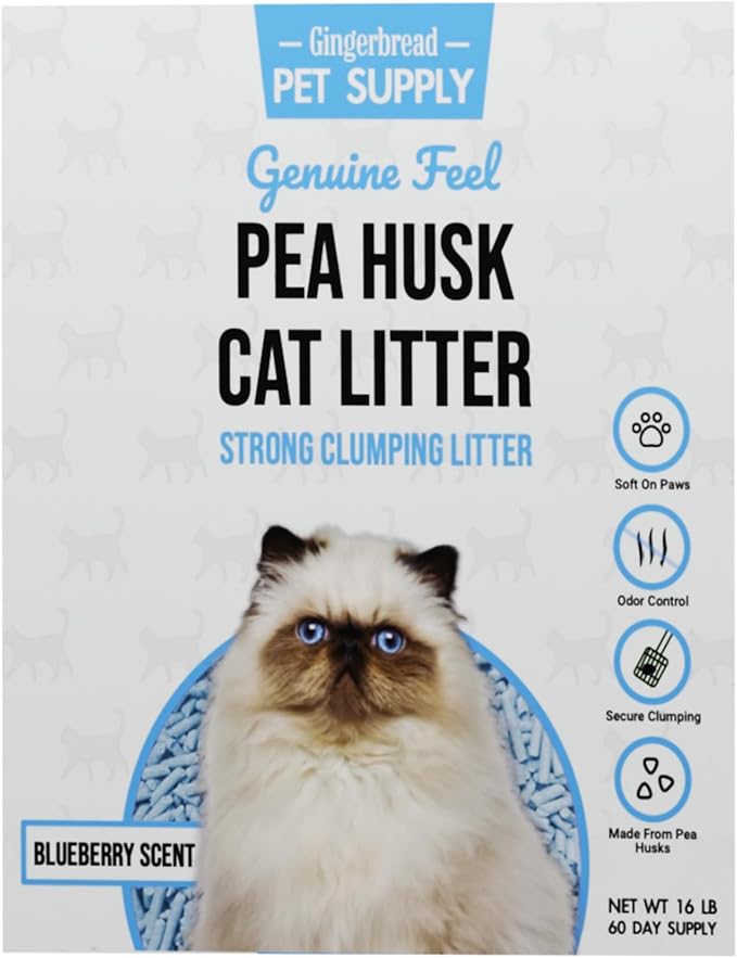 Premium Pea Husk Scented Cat Litter for Happy and Healthy Cats. (16 lbs)(Blueberry)