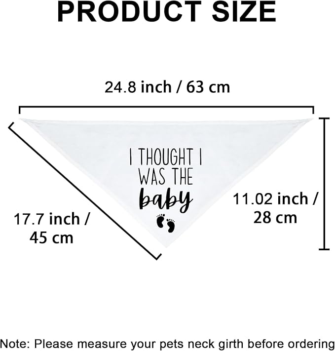 Dog Pregnancy Announcement Bandana for Dogs - Adjustable Pet Scarf for Pregnancy Reveal, White Pet Accessories for Dog Lovers