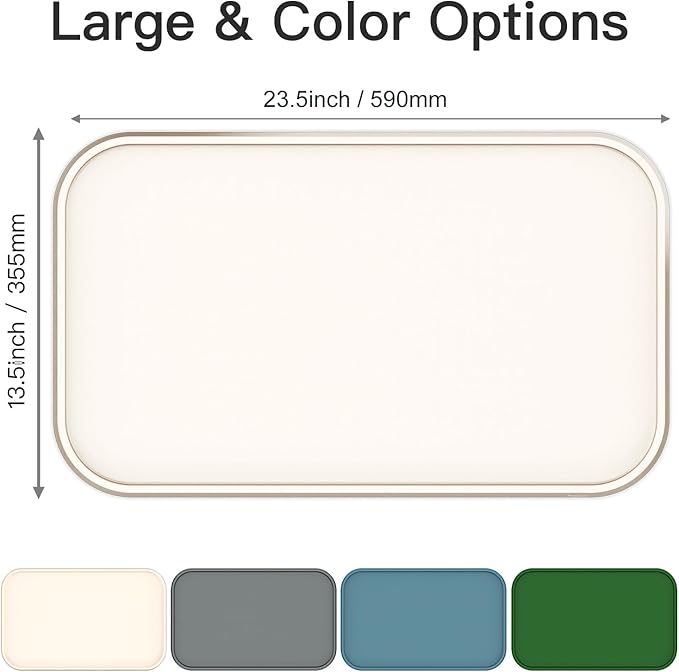 Pet Feeding Mat [Warped Resistant Raised Edge], Water-Proof Silicone Placement for Food Water Bowls, Anti-Slip Base Protect Floor, BPA-Free&Dishwasher-Safe [23.5x13.5inch Large, White Sand]