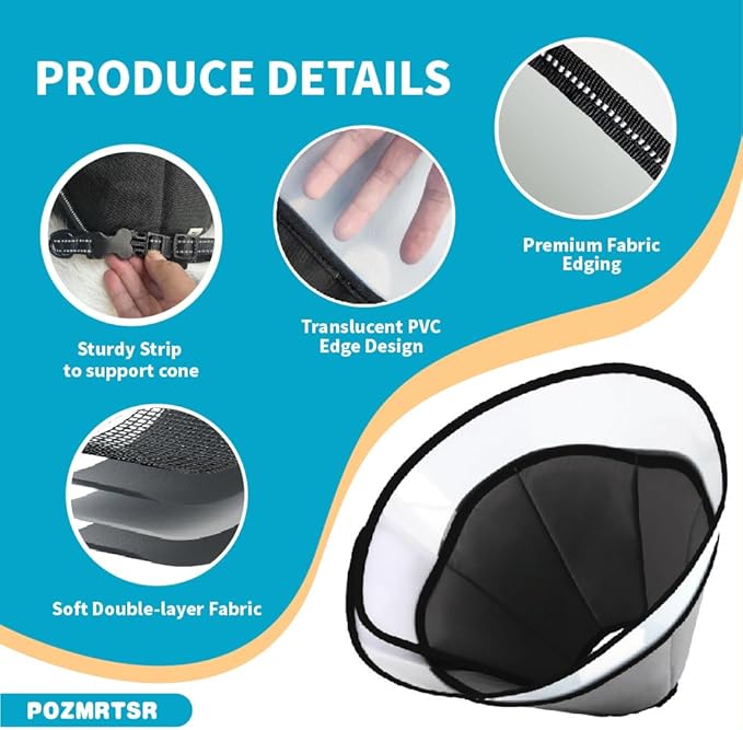 Dog Cone Collar, Pet Cone for Dogs to Stop Licking, Comfy Dog Cones for Large Medium Small Dogs, Soft Cones for Dogs After Surgery, Cone of Shame for Dogs Head Neck Elizabethan Colla rBlack, XL