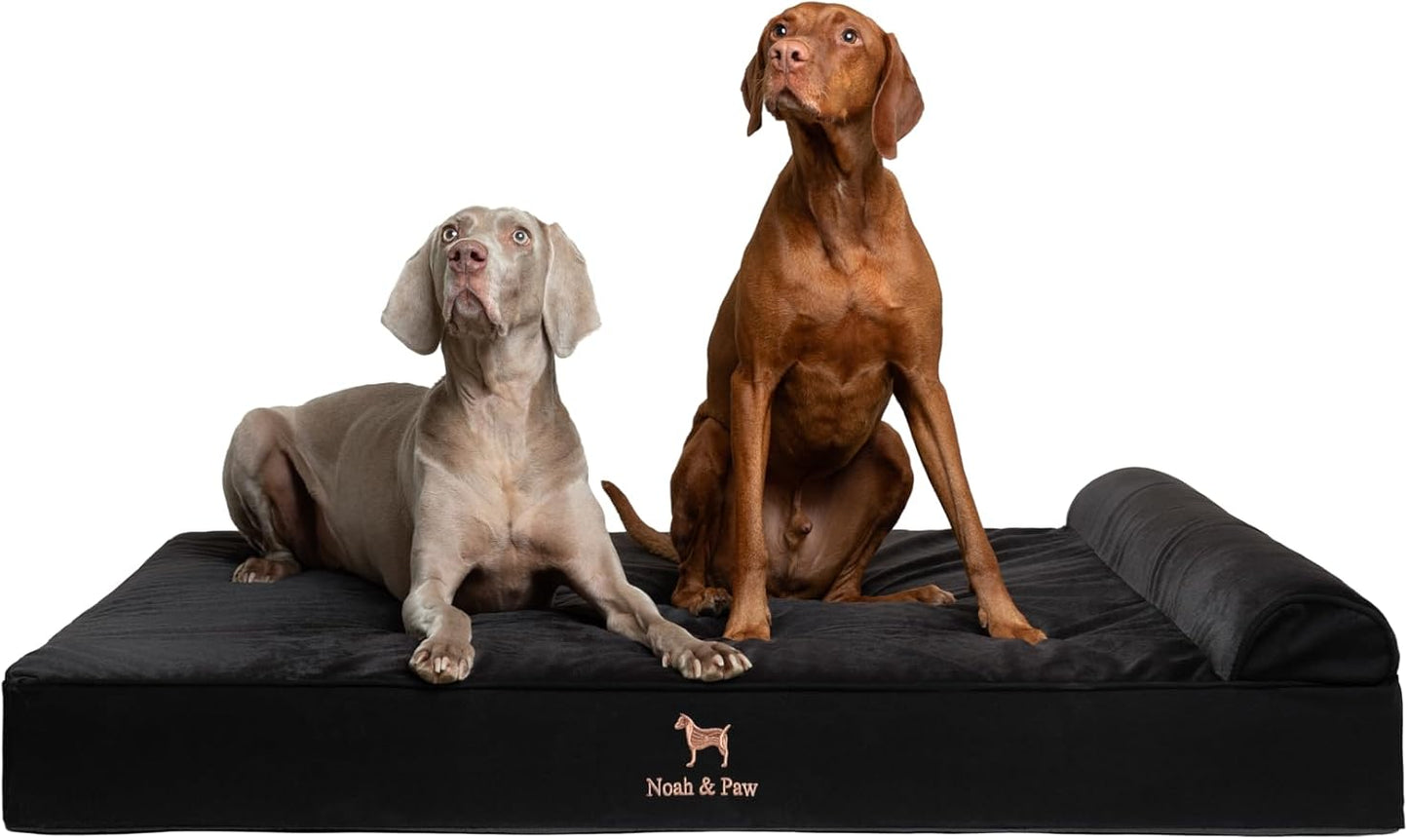 NOAH & PAW Giant Dog Bed XXL 55x45x9.5 Inch, Orthopedic Dog Beds, Eggshell Memory Foam Infused with Cooling Gel, Waterproof, Machine Washable, Includes Inner Cover (Denim Collection)