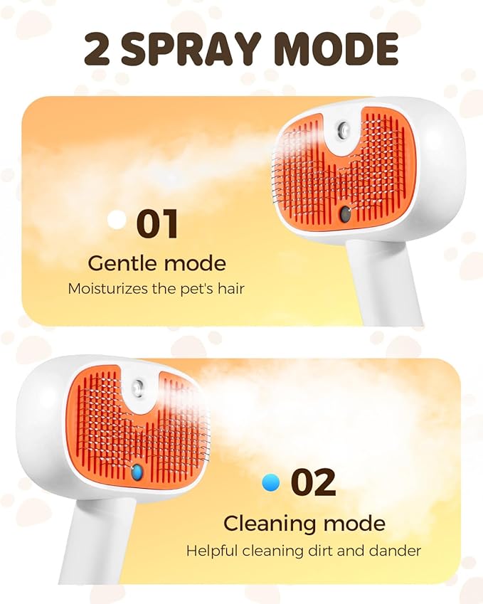 Pet Steam Brush for Dog &Cat, 3-in-1 Self-Cleaning Dog Brush Pet Spray Hair Removal Comb, 2 Spray Modes Rechargeable Deshedding Dog Steam Spray Hair Brush for Shedding Massaging Cleaning (Green)