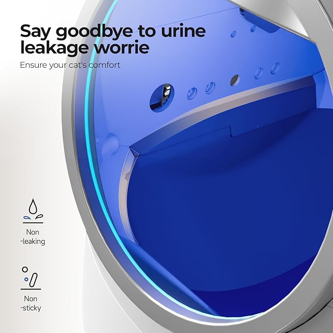 Upgraded Self Cleaning Litter Box, KungFuPet S2 Automatic Cat Litter Box Self Cleaning for Multi Cats, Large Automatic Litter with Safety Protection, Odor Removal, Smart APP Control Robot Litter White