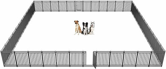 Dog Fence Outdoor for Yard Indoor Dog Playpen 40" Height 48 Panels Portable Dog Pen Metal Dog Kennel for RV Camping(Black-Silver)