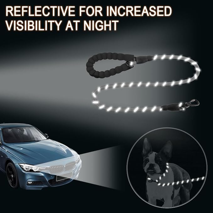 BARKBAY Dog Leashes for Large Dogs Heavy Duty Dog Leash 4/5/6 FT with Comfortable Padded Handle and Highly Reflective Threads for Medium Large Dogs Walking Training Running (4FT-1/2'',Gray)