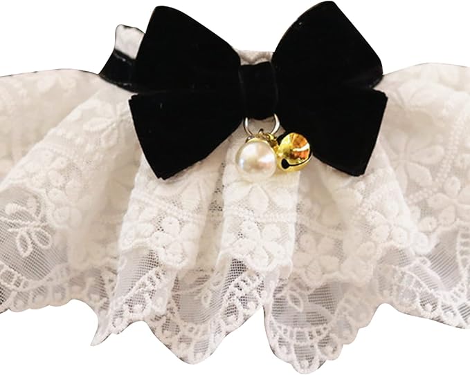 Pet Lace Bib Collar with Bow, Decorative Scarf for Dogs and Cats, Small Size, Comfortable Wear